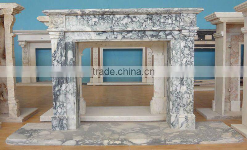 Exhibition Room Decoration White Marble Fireplace Mantel