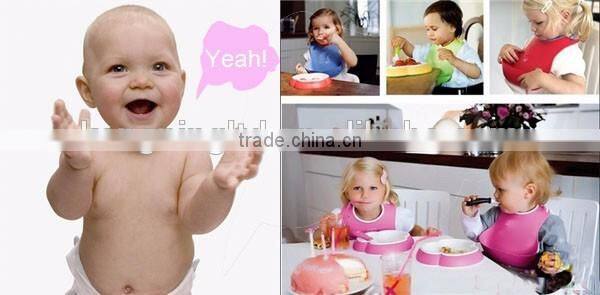 silicone baby waterproof soft bib apron pinafore feeding spill food collector holder