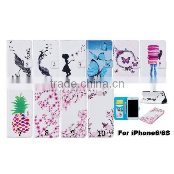 Universal Embossed PU Flip Stand Wallet Leather Mobile Phone Back Cover For iPhone 6 6S