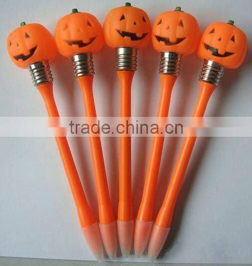 Halloween Pumpkin shape Led light Plastic ball pen