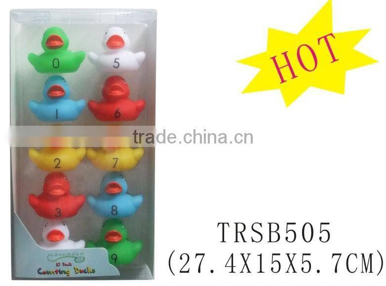 Kids counting 10pcs per set different colors floating rubber bath duck toy