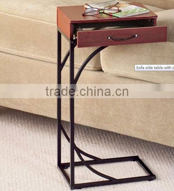 RH-4661 Metal and MDF wooden end table or Sofa Side Table with Drawer