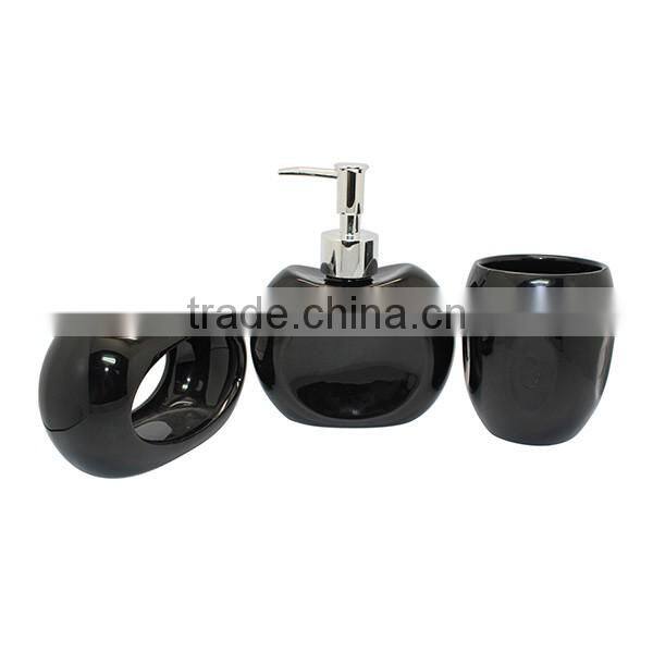Novel and eco-friendly nature stone black bathroom accessories set toothbrush holder