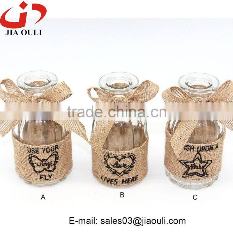 Hot sale New design with linen cover glass bottle Vase