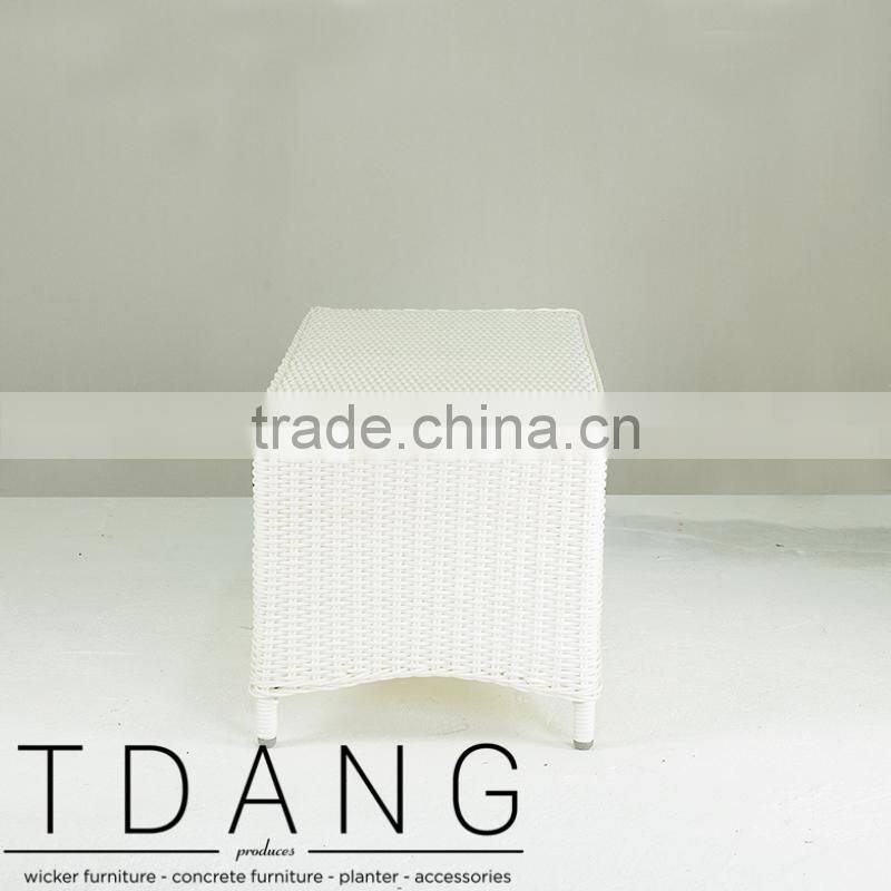 Valencia White Wicker Table - Outdoor Rattan Coffee Table