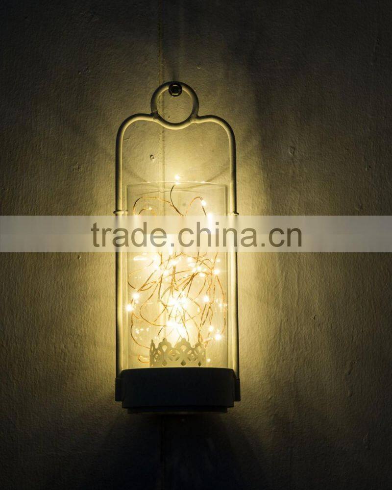 Desktop glass terrarium decorative warm white led string light