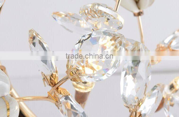 Royal Exquisite Handmade Porcelain and Crystal Green Floral Chandelier for Dining Room BF12-04284b