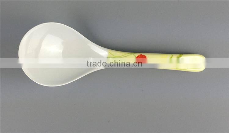Melamine flower printing big plastic soup spoon serving spoon