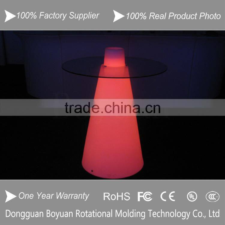 2015 high tall with glass New design glowing furniture high led bar table