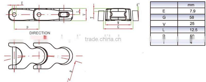 L-1 flat top chain/plastic conveyor chain/keel chain