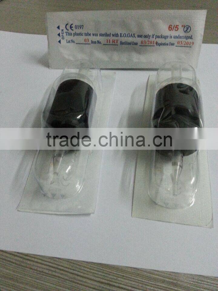 20PCS Prime Tattoo Tube - 1" Black Sterile Disposable Tattoo Grips with Clear Tip