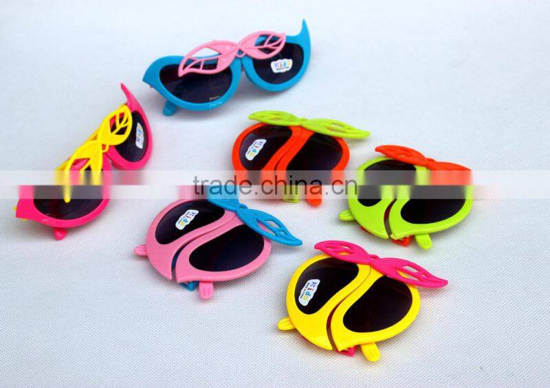 Leaves Shape Kids Glasses Folding Kids Sun Glasses Fashionable Folding Plastic Sunglasses
