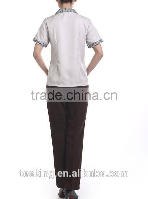 Classic design hotel housekeeping uniform for women