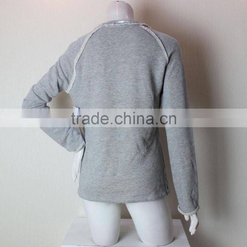 Women Simple Style Causure Plain Sweatshirt