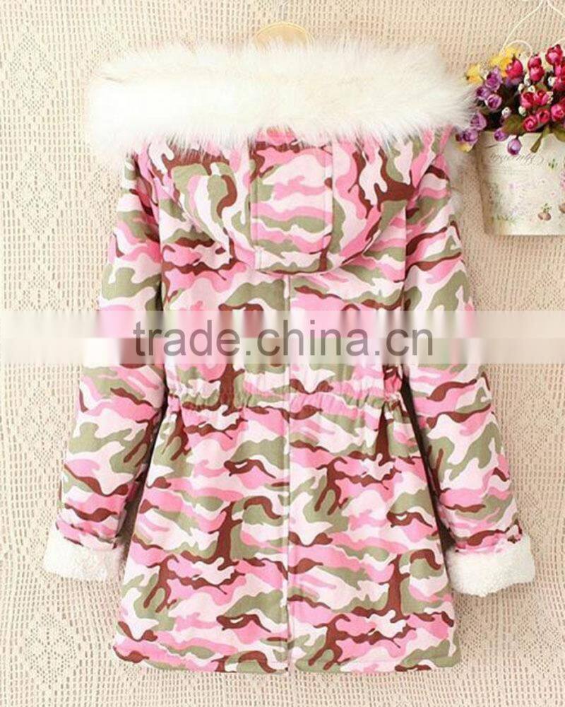 Women's Thicken Camouflage Fleece Faux Fur Warm Winter Coat Hooded Parka Overcoat Jacket