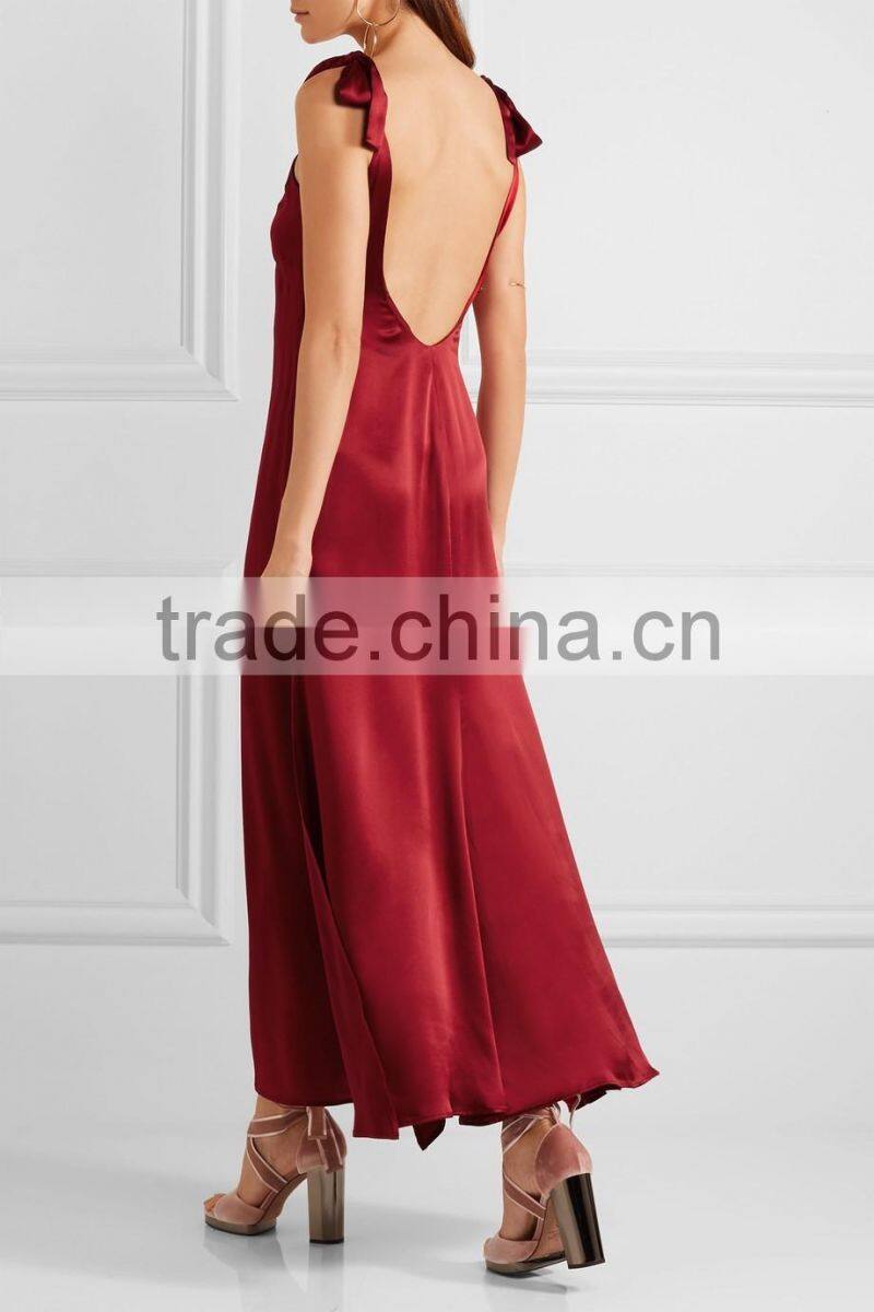 Slip-Style Sexy Nighty Silk Maxi Dresses Ladies Night Long Evening Party Wear Gown 2016 HSD5806