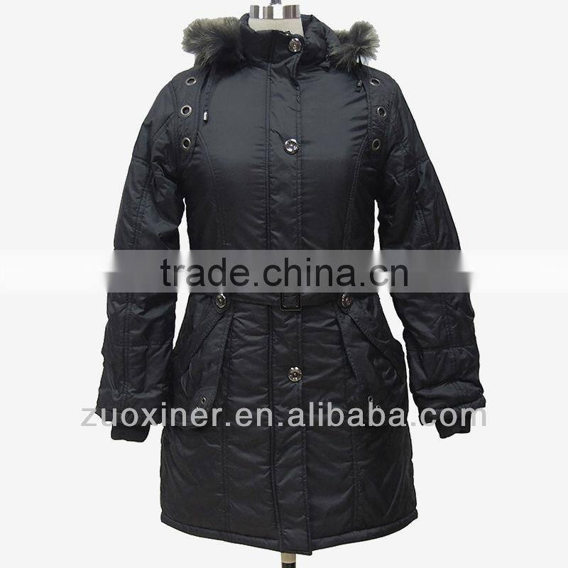 Padded long womens coats with hood, hot in winter coat 2013