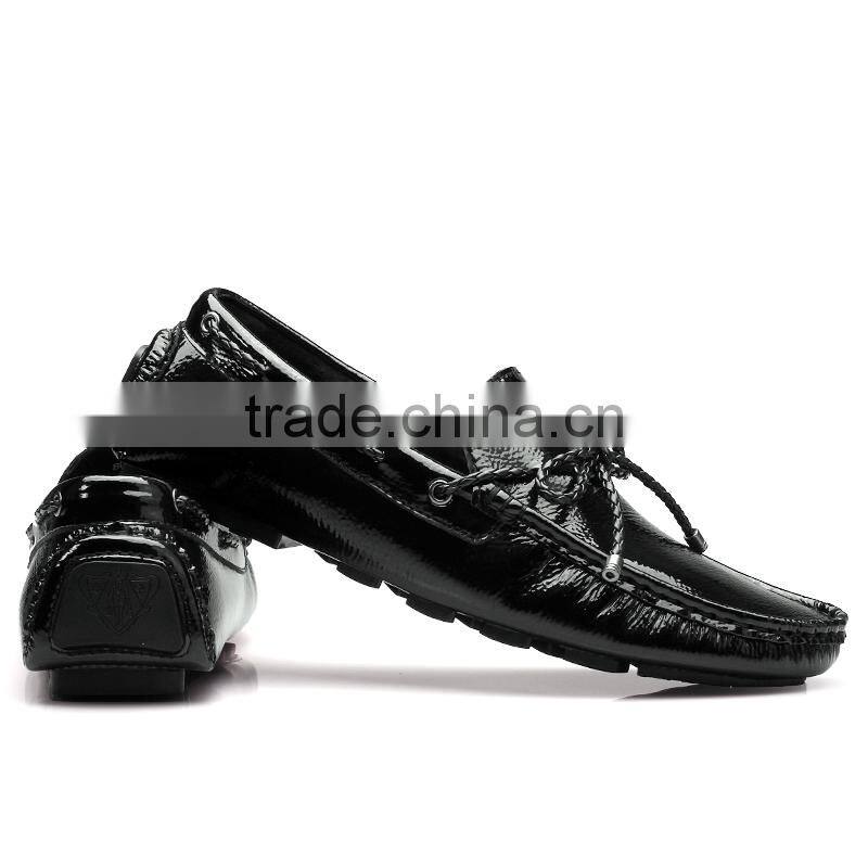 high quality adults glazed leather shoes sample for male, men casual shoes putent leather made in jinjiang factory