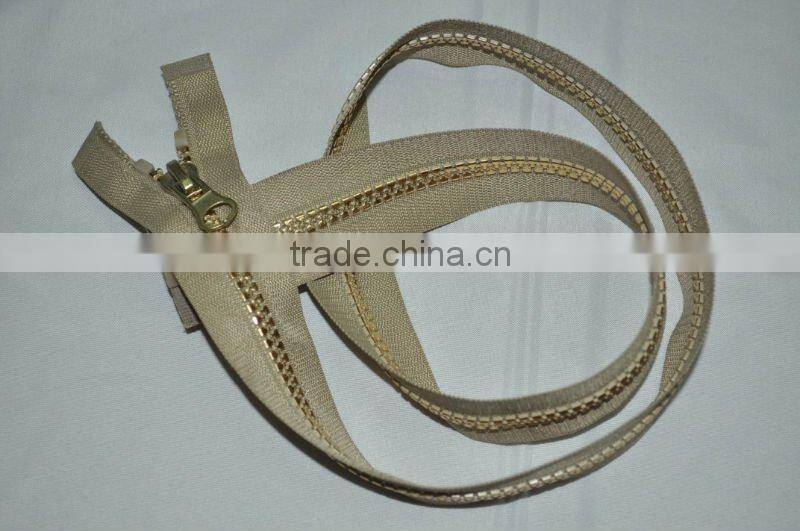 5# Plastic Zipper With Golden teeth O/E A/L Zipper