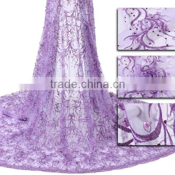 Bestwaytex Embriodered Beaded Sequins French Lace Fabric FL1129-4