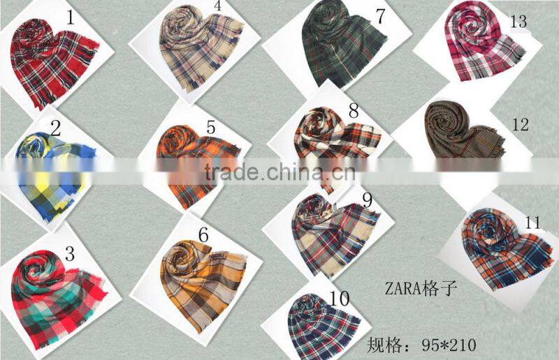 Fashion 100%acrylic new jacquard plaid checked hot scarf