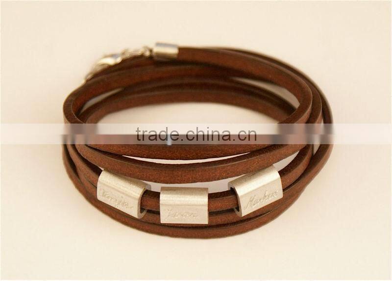 Personalized engraved leather bracelet, wrapped leather bracelet, name/logo stamped multi strand bracelet,buddha charm bracelet