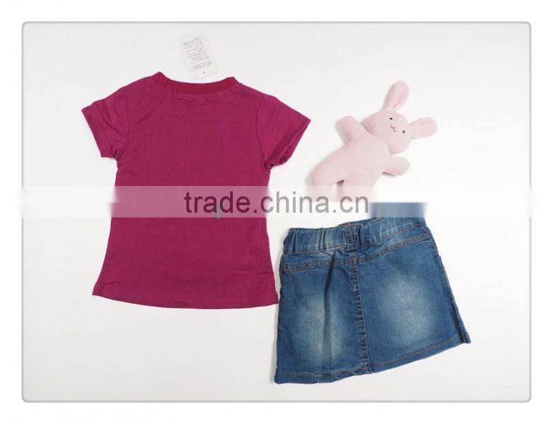 2014 new summer girls clothing suits kids fashion minnie t shirts+jeans skirts 2pcs outfits baby girls suits