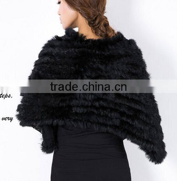 2015 2016 wholesale best-selling women cashmere knitted faux fur poncho