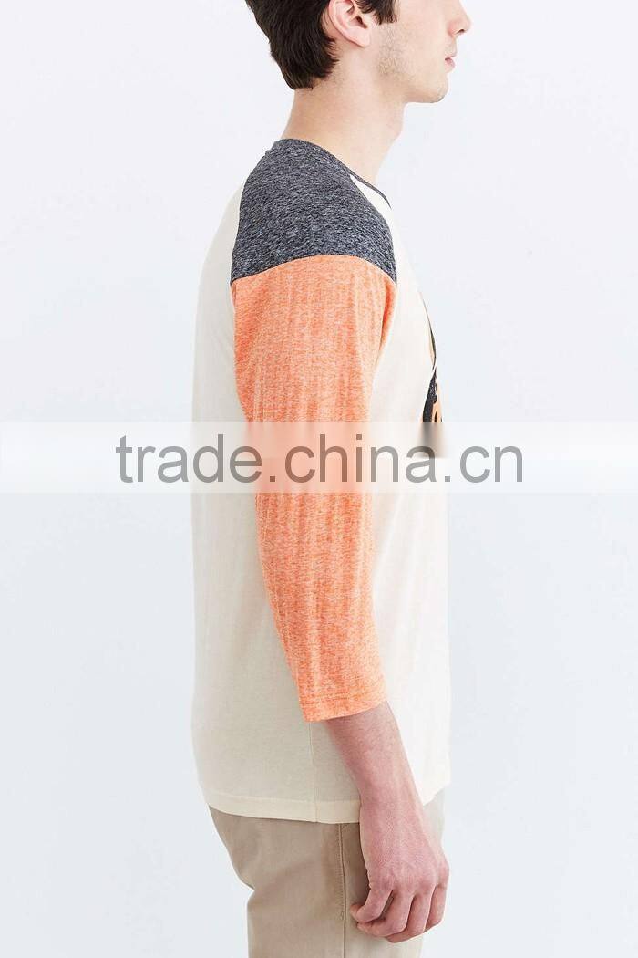 2016 new design custom raglan t-shirt with orioles printed front