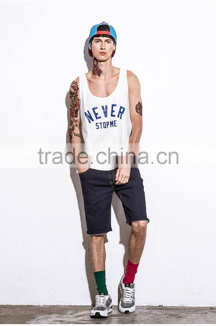 Classic casual print gym mens stringer singlet