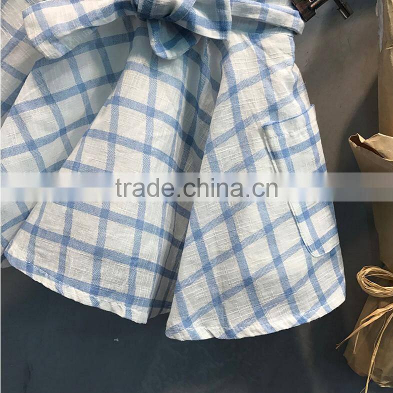 School Uniform Grids Bow Skirt Baby Girl Mini Dress Wholesale Boutique Clothes