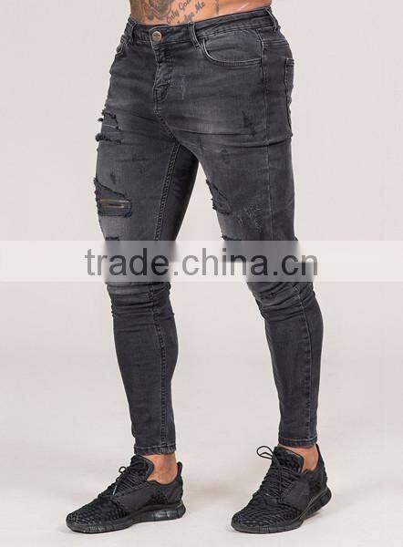 Hot sale mens ripped jeans high quality denim jeans OEM skinny jeans
