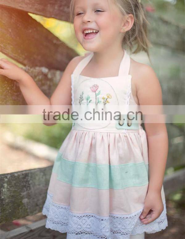 Flower And Tree Embroidery Design Girls' Dress Child Clothes Baby Girl Frocks
