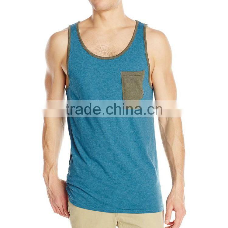 Wholesale 100% Cotton Mens Tank Top With Pocket Bulk Fashion Design Stringer Tank Top Custom