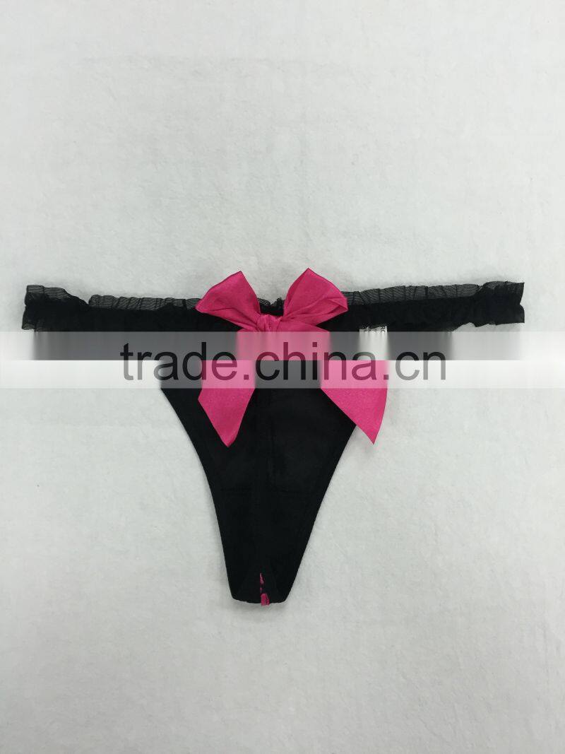 High quatily lovely pink rose ribbon sexy lingerie babydoll with sexy g-string