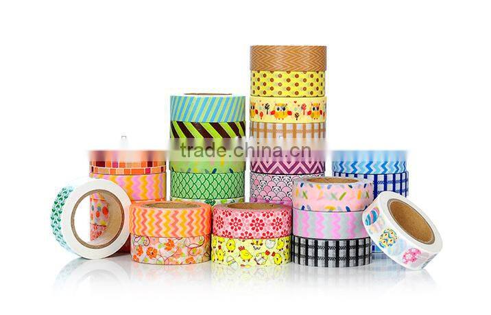 Different patterns washi tape customized colors adhesive paper tape 1.5cm*10m