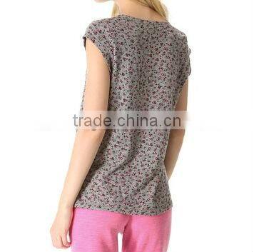 fashionable 100% cotton printed o-neck women t shirt