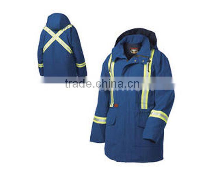 pure cotton fire retard taped workwear jacket with hood