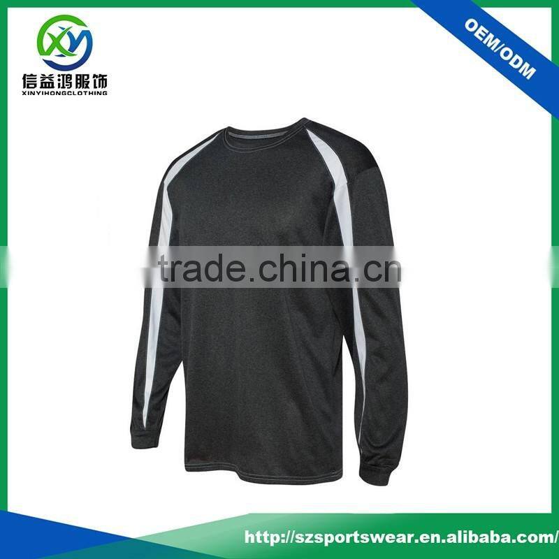 New Arrival Contrast Color Quick Dry Stretchy O-Neck Long Sleeve Men's Sport T-Shirt