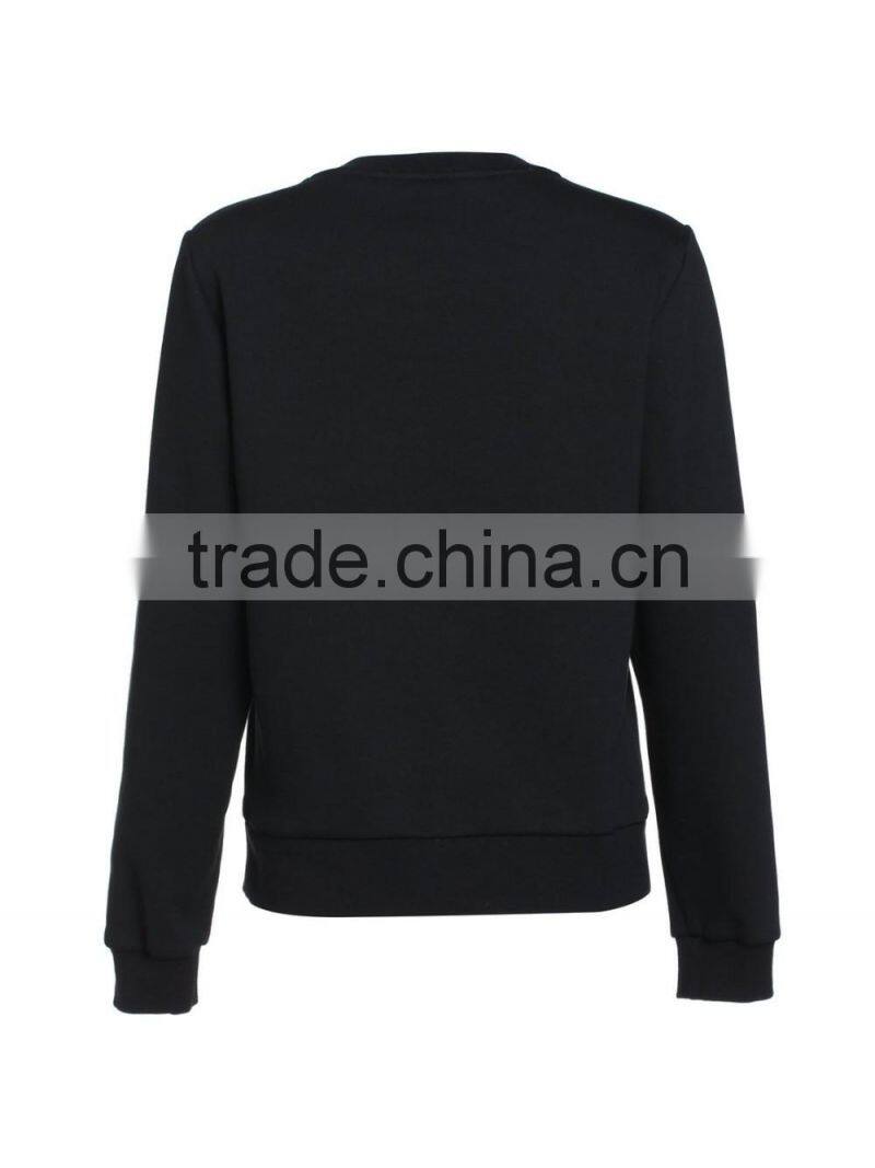 Ladies 100%cotton contrast color pullover Sweatshirt