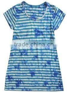 Young girls popular good sale short sleeve splash-ink colorful striped dress shirt