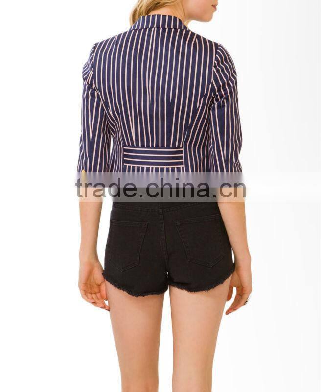 Pinstripe Notched Lapel Blazer