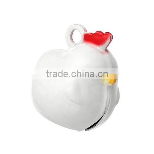 Copper Charm Pendants Christmas Ornament Chicken Bell White 18.0mmx17.0mm