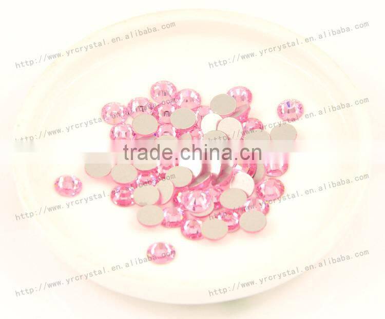 Round shape light rose color silver foiling rhinestone flat back crystal beads