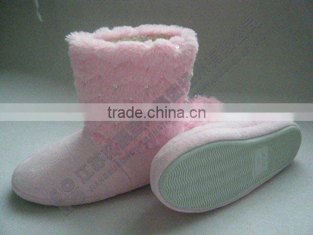 plush cloth TPR sole art shoes slipper forgirl Women Snow Boot