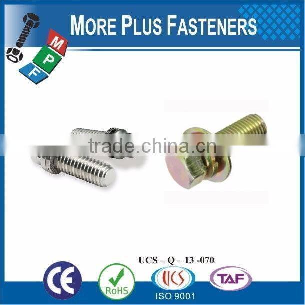 Taiwan #9-15 x 2" Zinc Pan Head Bimetal 6 Lobe Washer Head Sheet Metal Screw Type AB with Hex Double Lock Washer Square Washer