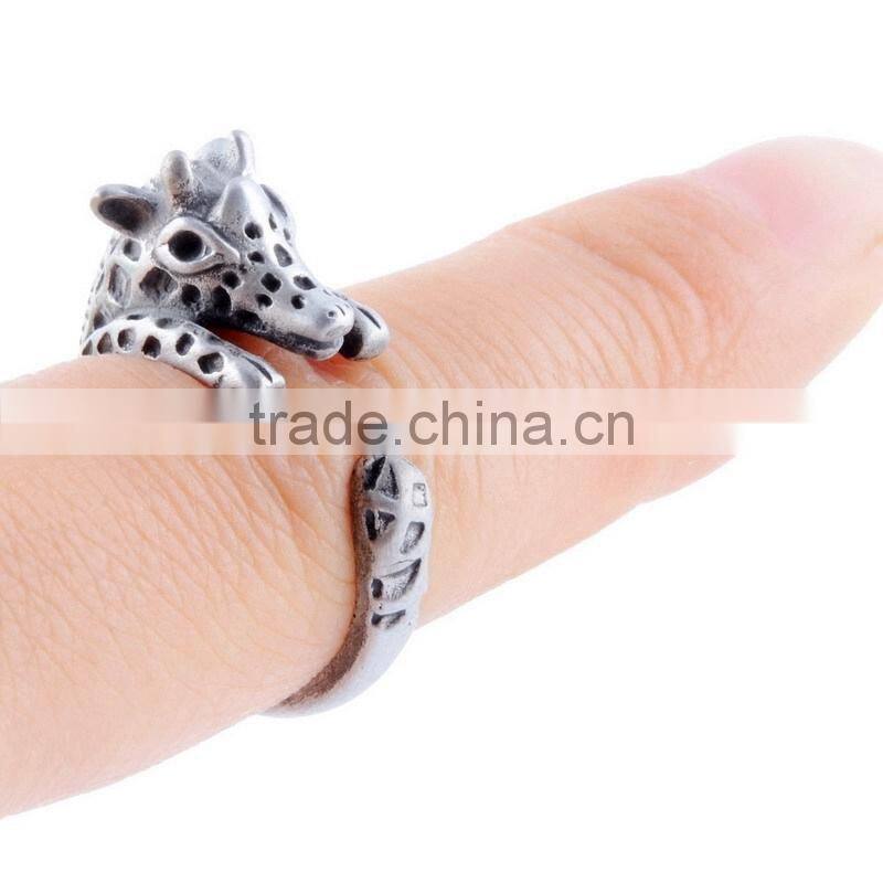 Giraffe Rings Animal Wrap Rings vintage jewelry Adjustable Retro Ring for Women Resizable