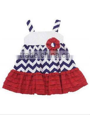 Best seller 2014 July 4th chevron patrotic girls smock dress design American bday dress little girls dress fashion design