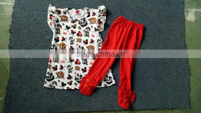 Smocked Children Halloween Raglan Clothing wholesale Girls Fall Boutique Outfits Ruffle Icing Pants For Children