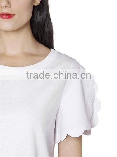 Oem Womens Chiffon Blank T-Shirts Wholesale Short Sleeve Fashion O Neck White T Shirts